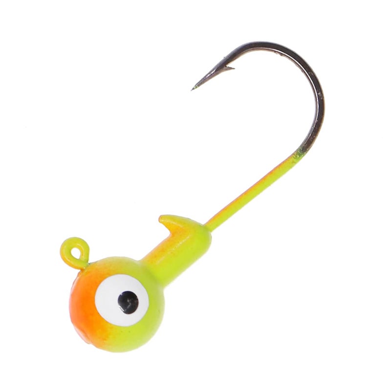 Temorah Fishing Lures Jig Heads,Ball Heads 1/32oz-1oz,Sharp Fishing Hooks for Freshwater or Saltwater (Chartreuse/Orange, 1/4OZ 40PCS) - Image 1